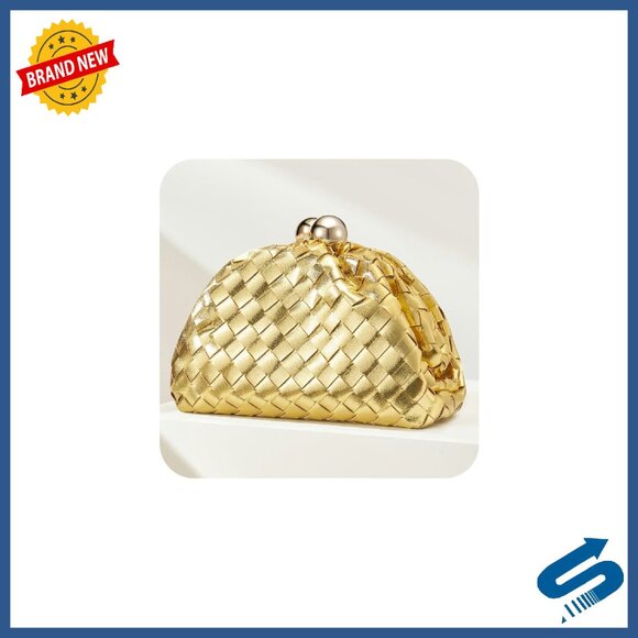 Woven Leather Clutch with Detachable Chain Strap for Formal Events